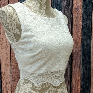 White Lace & Sequins Prom Separates Crop Top Only
